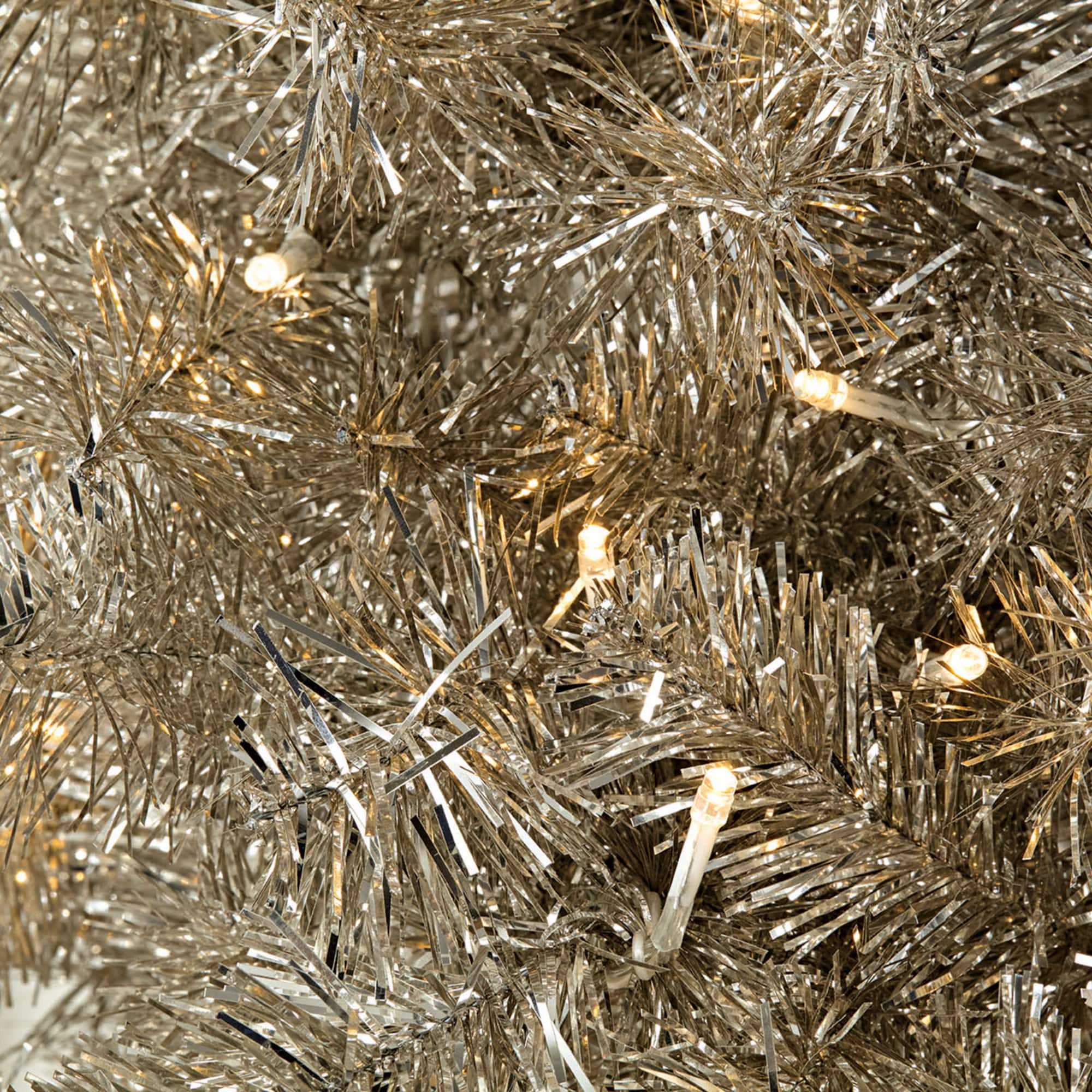 7ft. Pre-Lit Champagne Tinsel Artificial Christmas Tree, Warm White LED Lights by Ashland®